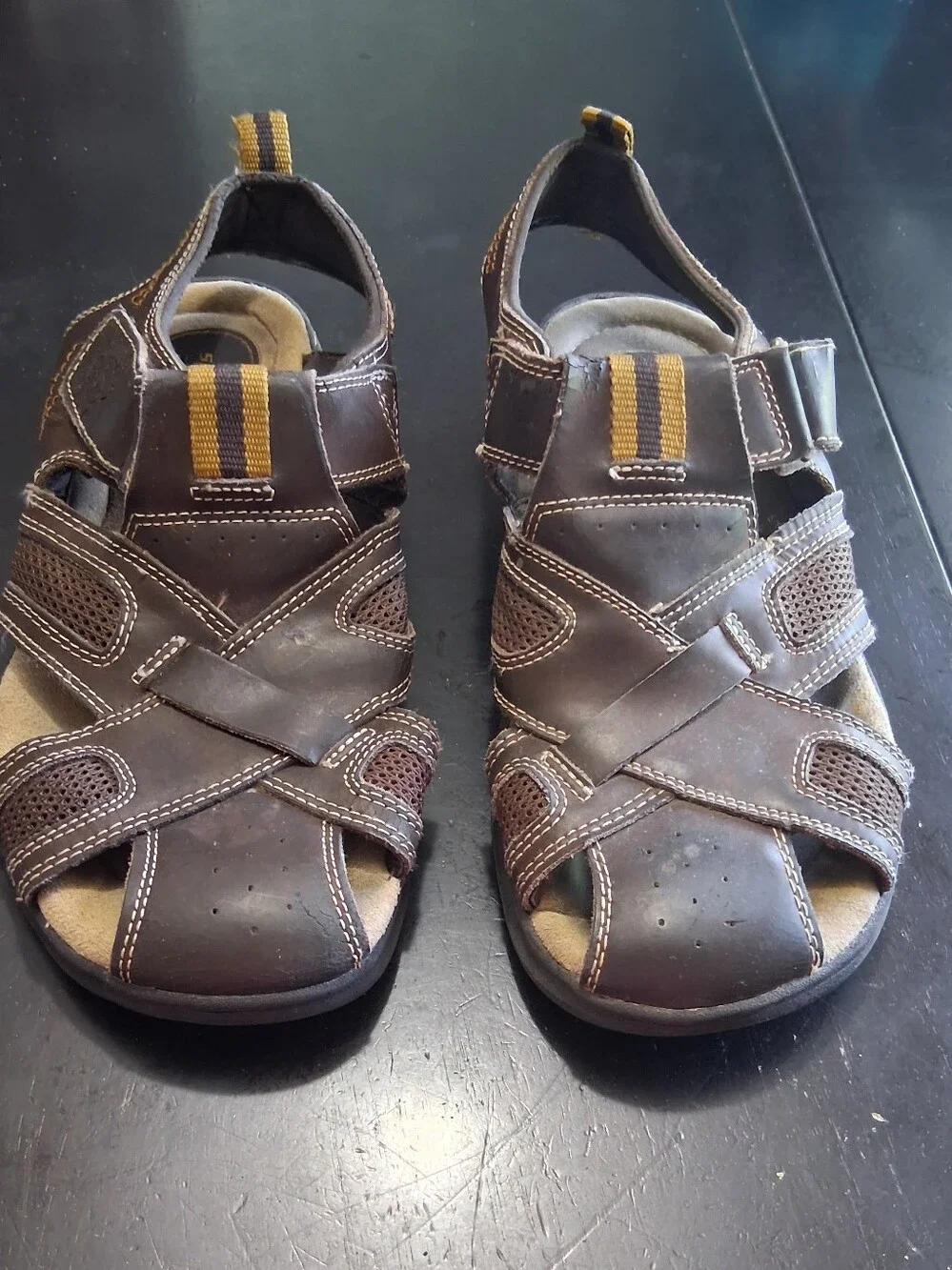 Skechers Y2K Fisherman Dark Brown Leather Strappy Sandals    Size 10